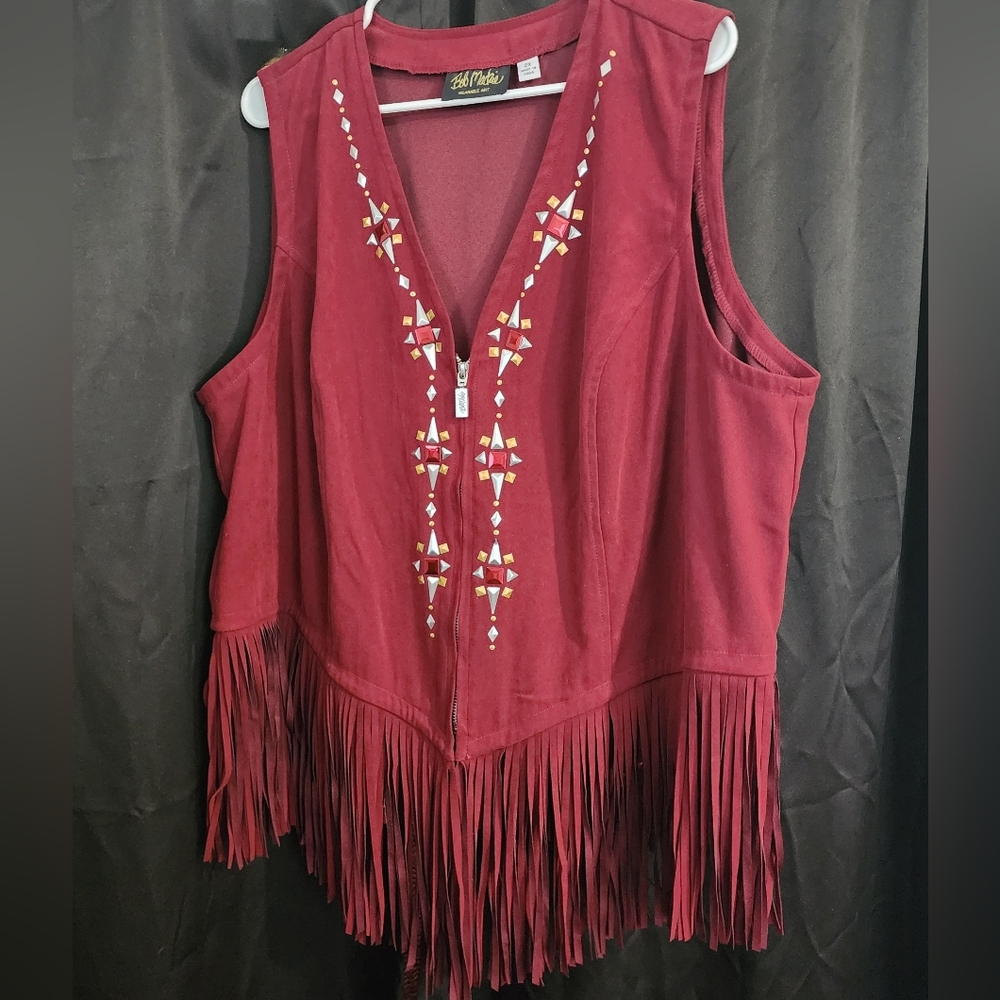 Bob Mackie Burgundy Fringe Vest
